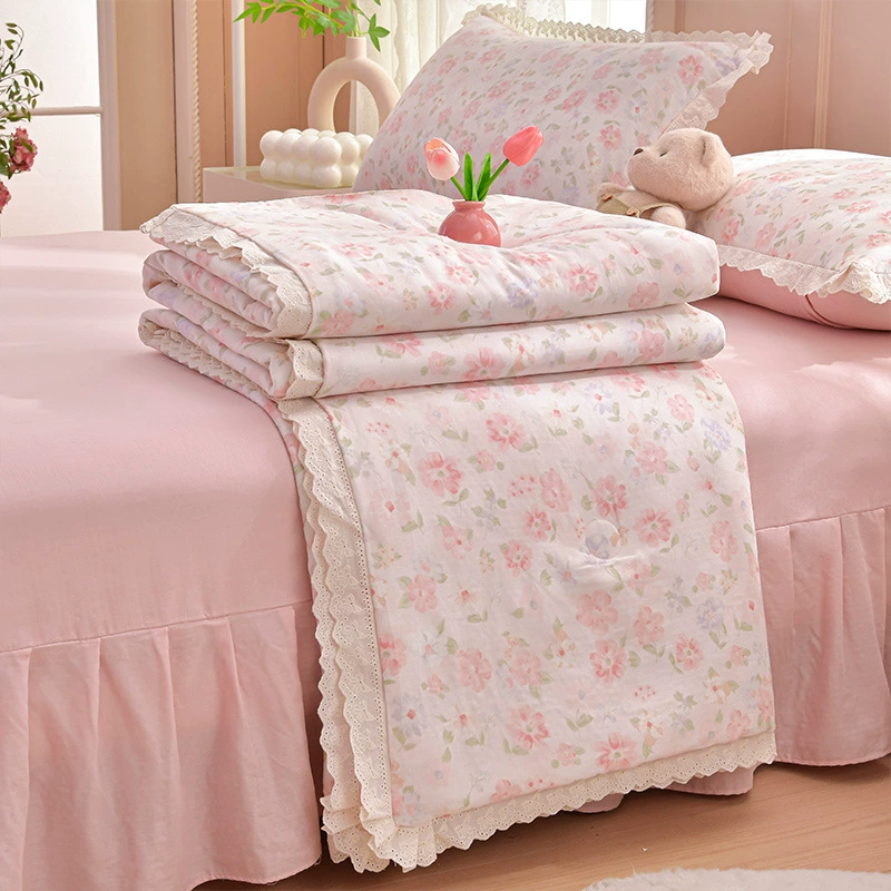 Cotton double-layer fresh bedspread, summer duvet, set, 4 piece set