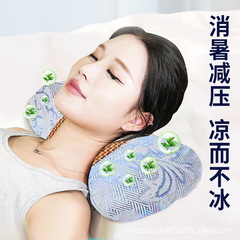 Manufacturer Wholesale mugwort bone pillow coarse fabric ice silk pillow cylindrical cervical pillow mugwort moxa neck pillow summer cool pillow