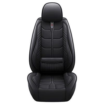Seat Cover Car Seat Cushion Cross-Border Universal Fixed Lumbar Seat Cover Nappa Leather Seat Cushion Amazon Car Seat Cover (Universal seat cover) - black-front-row-single-seat