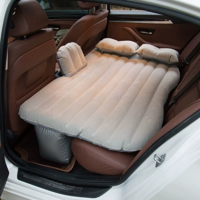 Vehicle-mounted inflatable bed: Inflatable Bed Pvc Flocking - default-item-203-one-piece-with-gear-silver-gray-gray