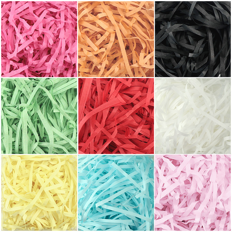 Raffia Shredded Paper Strands 1 kg, Factory Wholesale, Gift Box Decor, Valentine's Day, Fruit Filling, Colorful Paper Tags