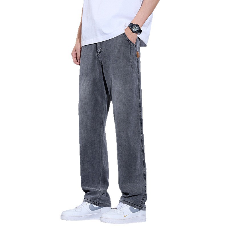 Tencel Straight Jeans Men's 2025 Summer Thin Lyocell Loose American Wide-Leg Casual Ice Silk Long Pants