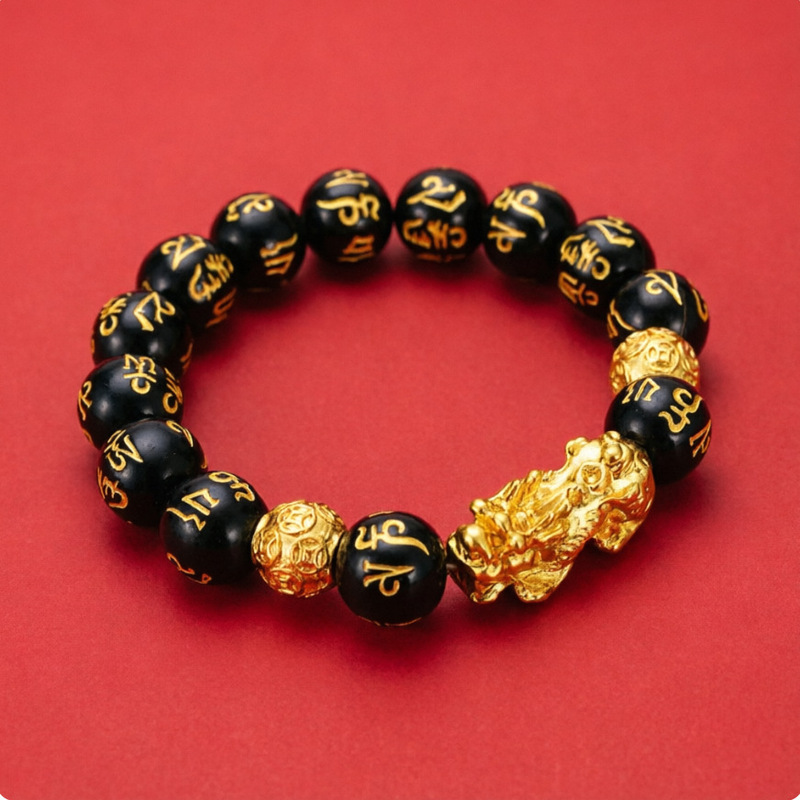 [Accepting Dropshipping] Six-Word Mantra Pixiu Bracelet for Men and Women, Fashionable Minimalist Jewelry and Collectibles