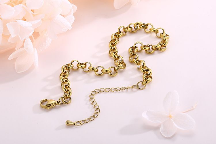 fashion temperament simple new pearl chain punk anklet jewelry gold-plated stainless steel anklet ac