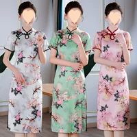 Высококачественное улучшенное платье Cheongsam для женщин среднего возраста в западном стиле, летняя новая одежда для мам, платье средней длины с короткими рукавами в этническом стиле