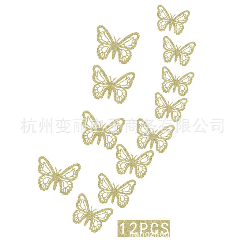 Mariposa brillo 3D pegatinas de pared sala de estar dormitorio autoadhesivo refrigerador decoración creativa pared de la habitación de los niños