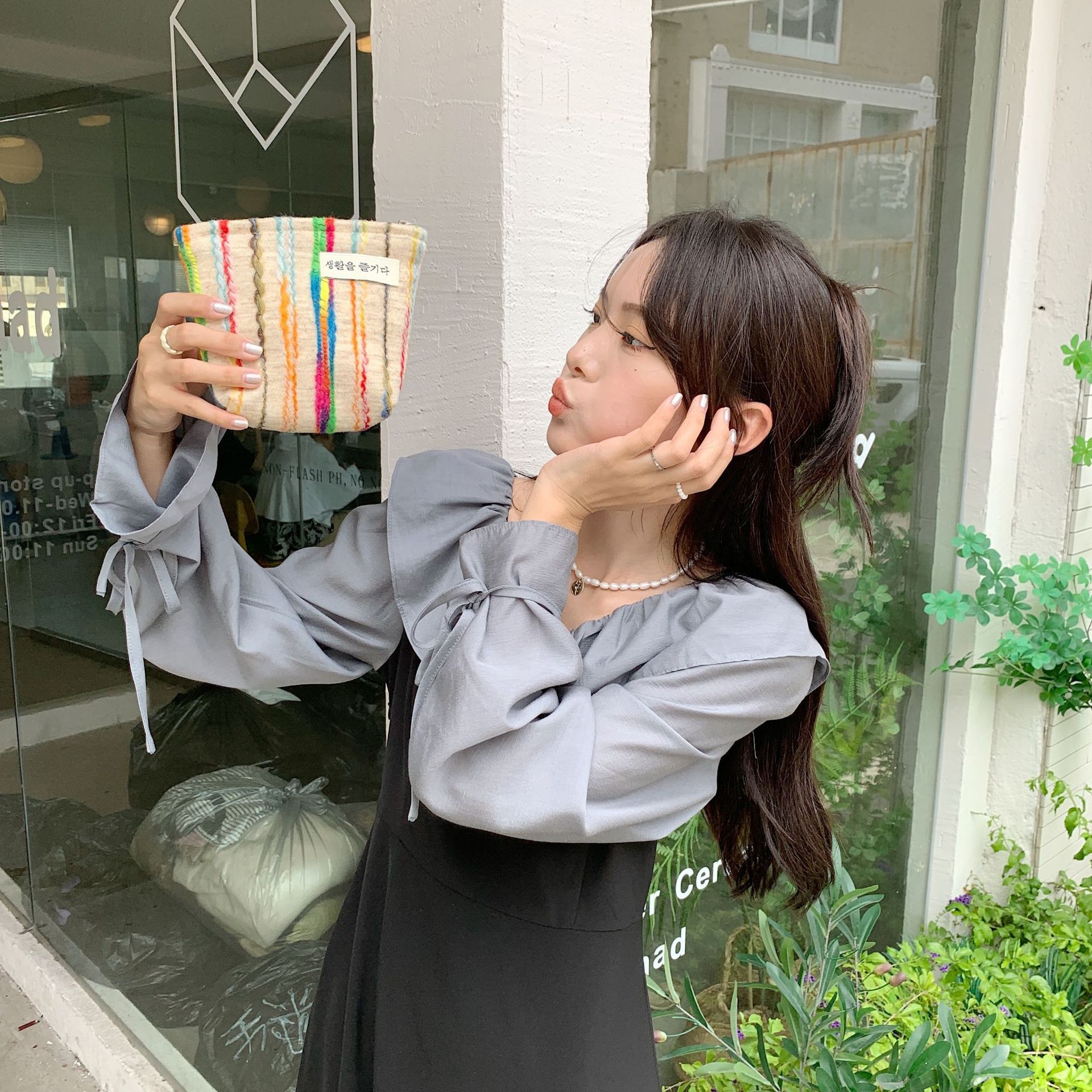 28131 InS-style color-blocking makeup bag, storage and organization bag for miscellaneous items, cute and easy to hold together, ladies' pocket money bag undefined