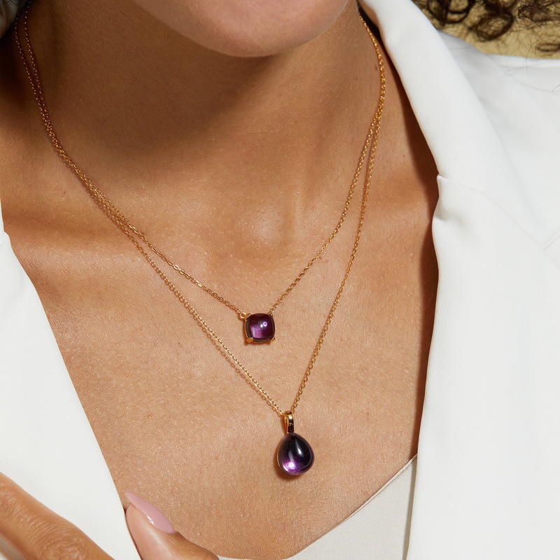 Colgante de tesoro de color caramelo de color de gota de agua transfronteriza Mujer S925 con incrustaciones de plata Colgante de gemas con cara de huevo multicolor Lujo ligero europeo y americano