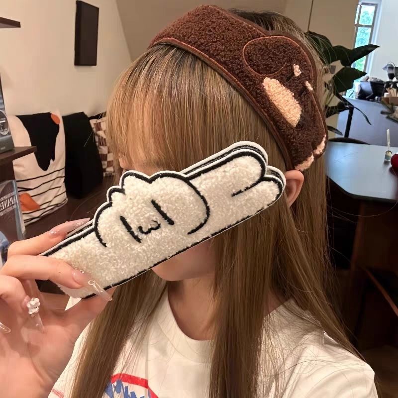 Cute long animal dachshund dog Velcro hairband for sweet cartoon girls, dual-use for washing face and fixing bangs