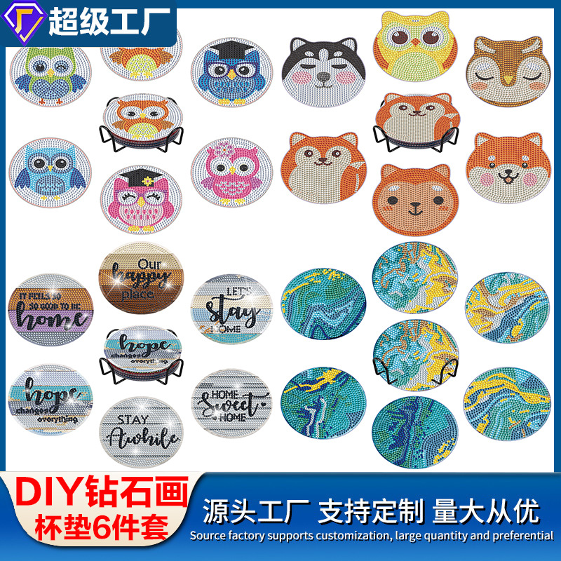 Posavasos redondo de pintura de diamantes DIY, hecho a mano, 5D, con diamantes acrílicos, para taza de café, aislante del calor, tapete de mesa, mosaico
