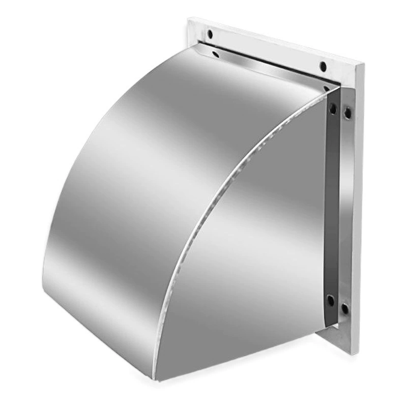 304 нержавеющая сталь Наружная стена дождевик ветрозащитная крышка вытяжной вентилятор крышка выхода воздуха вытяжной колпак Выпускной квадратный колпак