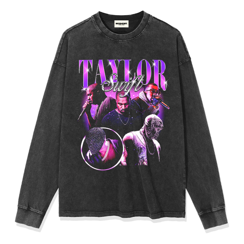 Retro KANYE WEST Spoof KANYE taylor Camiseta de manga corta suelta de algodón pesado