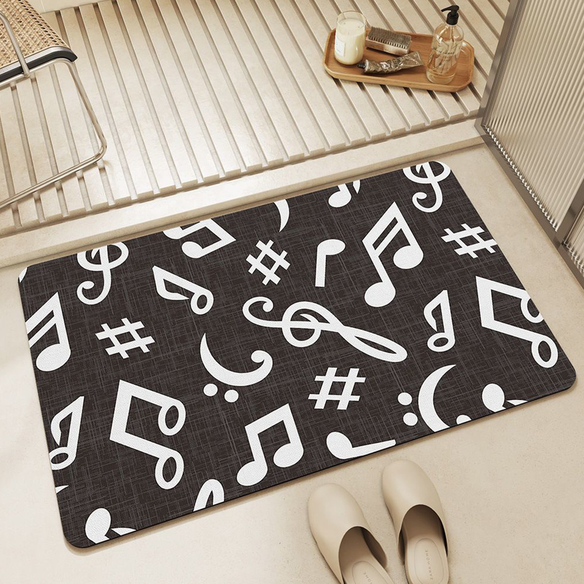 Cross-border Note Washbasin Quick-drying Floor Mat Household Entry Door Mat Bathroom Foot Mat Non-slip Absorbent Diatom Mud Carpet
