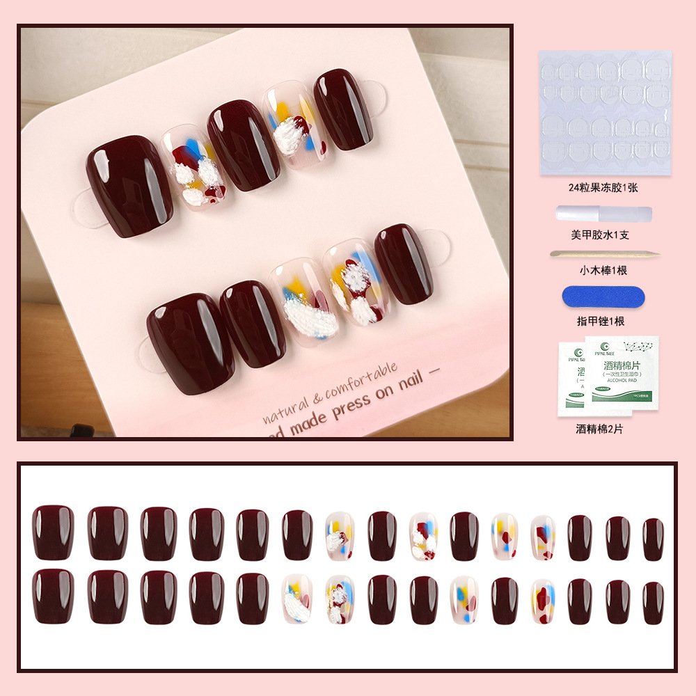 Armor portátil hecho a mano Xiaohongshu Douyin estilo explosivo fototerapia parche de uñas tridimensional 24 piezas uñas postizas image 13