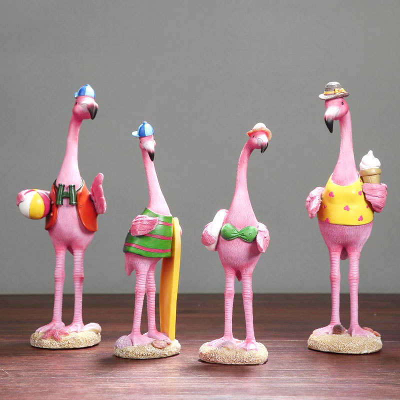 Decoración del hogar Flamingo lindo decoración creativa artesanía de resina escultura patio al aire libre Joyería La historieta