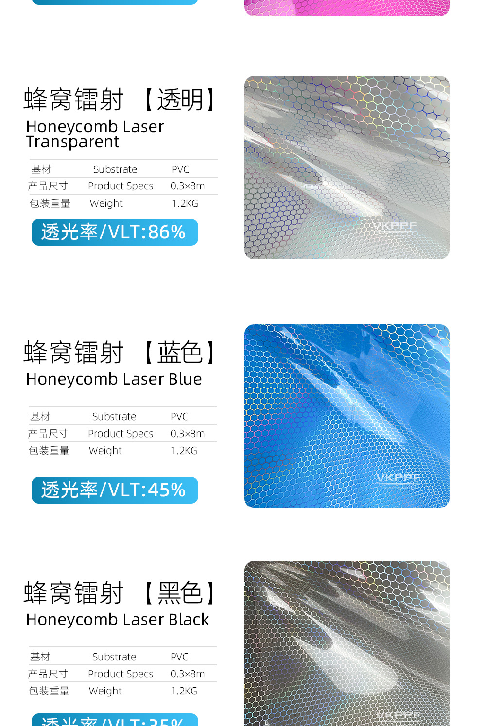 Honeycomb Laser Car Headlight Color Changing Film, Grid Rainbow Car Light Color Changing Sticker, Scratch-Resistant and Wear-Resistant
