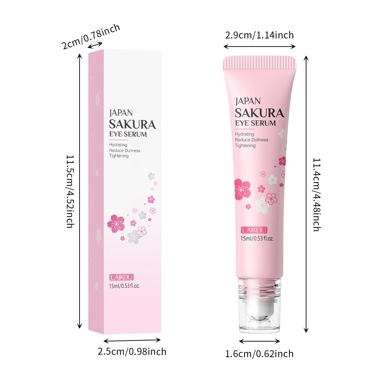 LAIKOU Cherry Blossom Eye Serum 15ml Roll-on Massage Eye Care Cream Moisturizing and Hydrating Skin Care Product details Picture