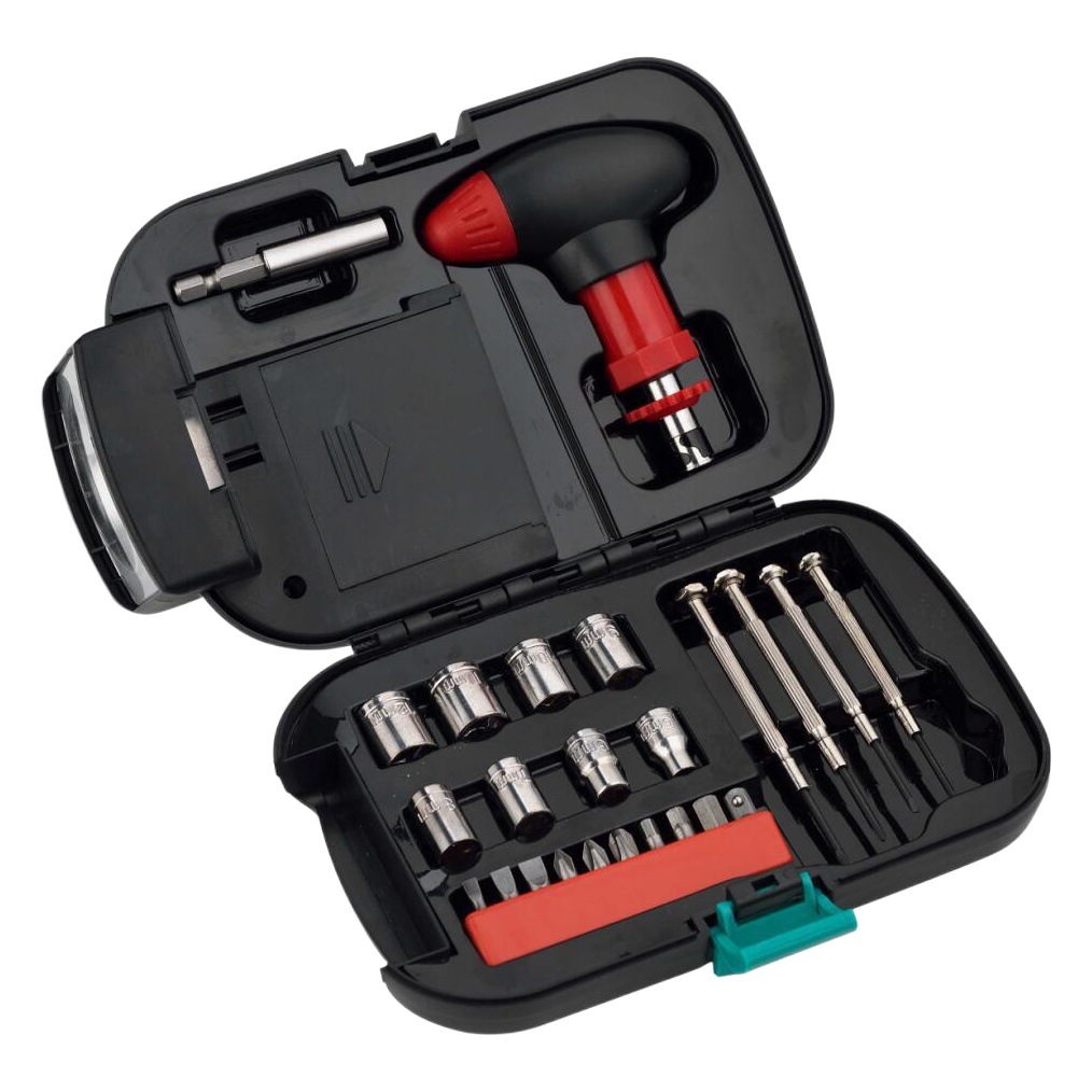 Caja de herramientas de traje de herramienta de linterna de Amazon con luz Traje de linterna de herramienta de hardware de 24 piezas