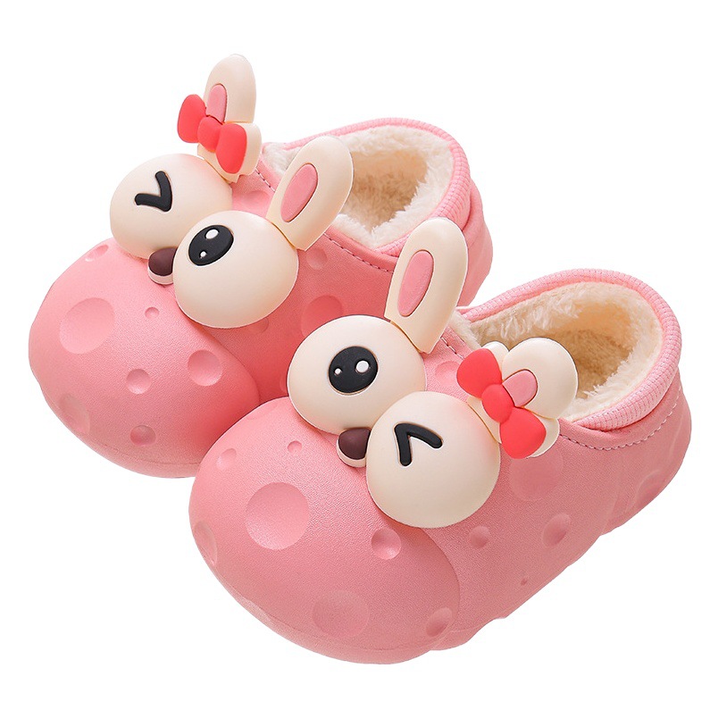 Zapatillas de algodón para niñas invierno cálido forro polar niño bolsa de dibujos animados con bebé cubierta de algodón impermeable zapatos de algodón para niños