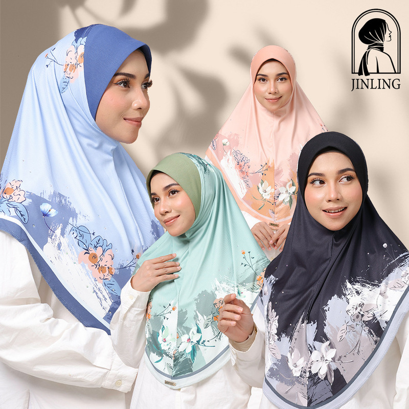 AliExpress Hot Selling Hijab Hijab Chiffon Floral Printed Square Scarf for Women Southeast Asia Popular Malay Women Hijab