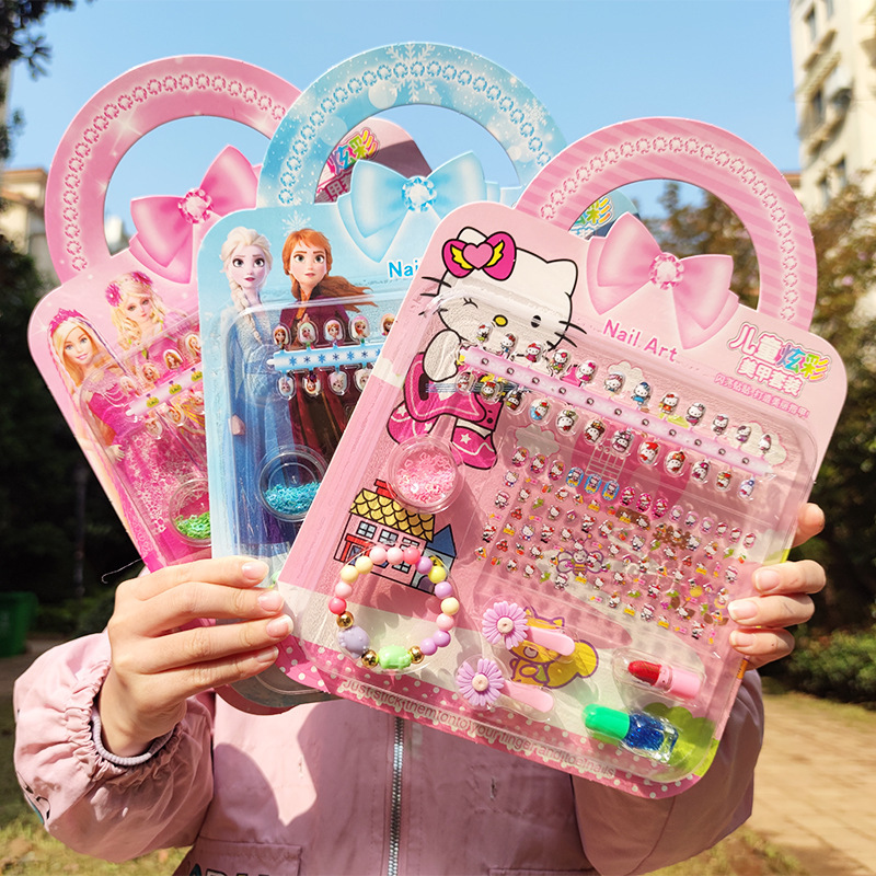 New Nail Art Stickers Children's Cute Girl Princess Nail Sticker Set Wholesale with Bracelet Hairpin