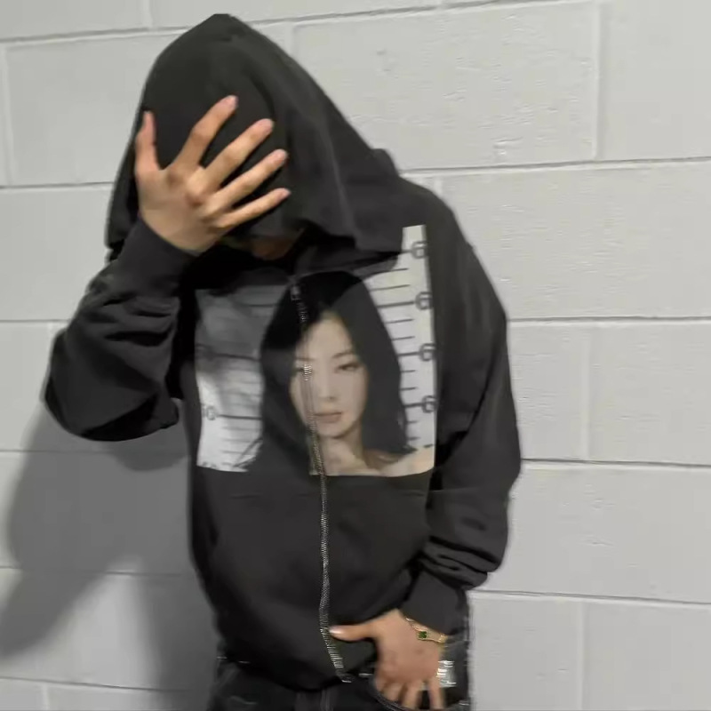 欧美版男女式可爱连帽衫青少年超大运动衫休闲衣服拉链厚|undefined