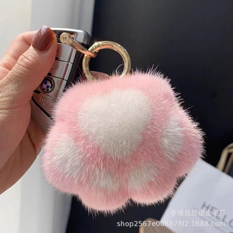 猫爪毛绒挂件仿真獭兔毛猫爪包挂件创意车钥匙扣情侣书包挂饰玩偶|undefined