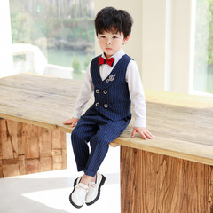 Children's Vest Dress Set Spring Summer Boy Performance Costume for Kids Toddler British Suit Baby Birthday