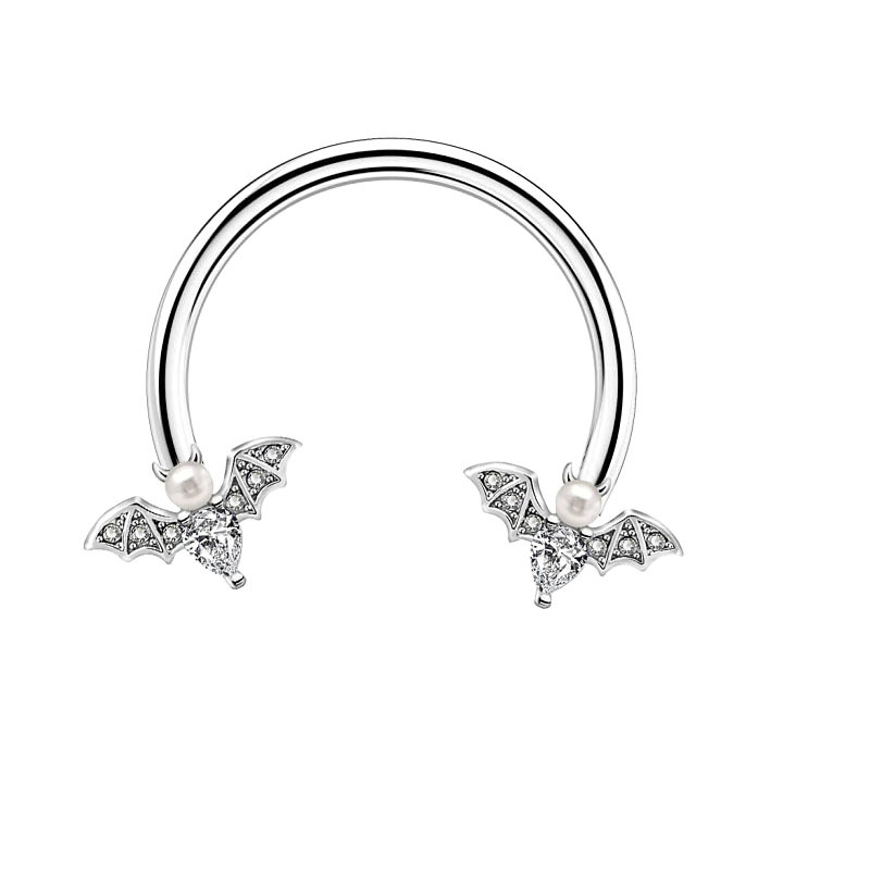 Stainless Steel Oil Dripping Butterfly Nose Ring Sequin Nose Stud Ear Bone Ring Piercing Horseshoe 16G detail image 13