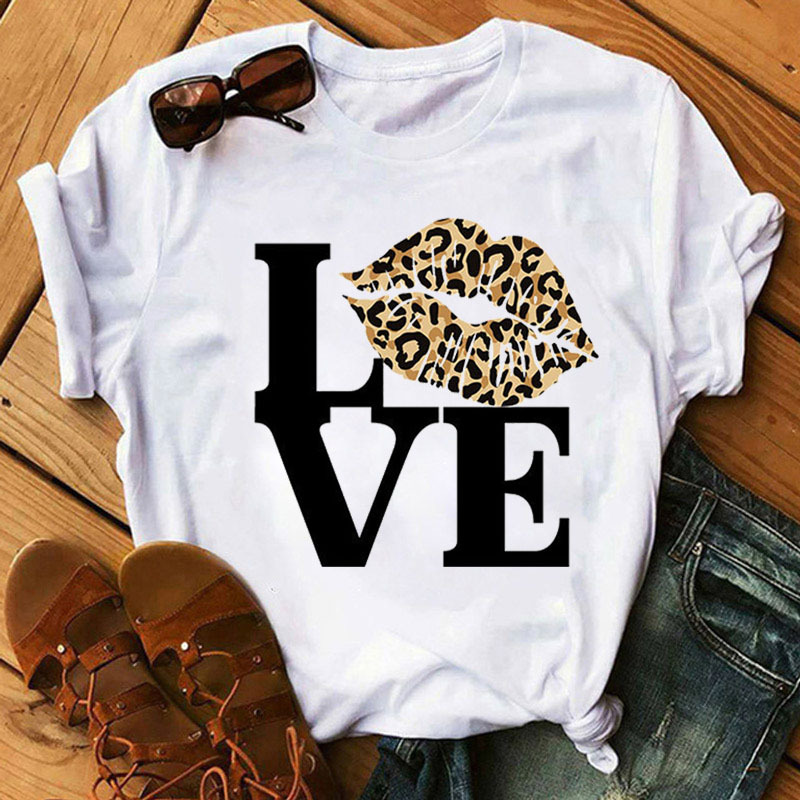 Women'S Gender Printing Design Casual Style Wholesale Women'S Casual Mouth Short Sleeve Printing T-Shirts