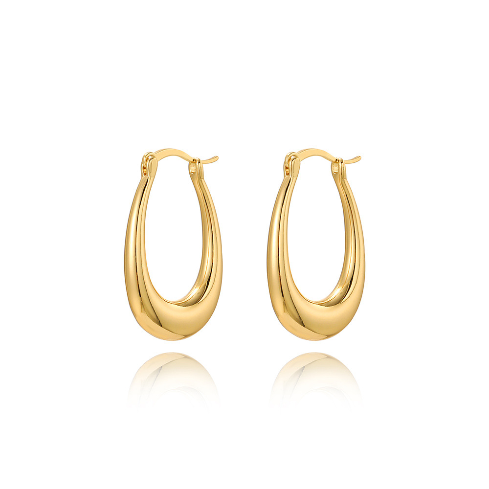 Copper Material 1 Pair Retro Lady U Shape Heart Shape Twist Plating Copper 18k Gold Plated Earrings