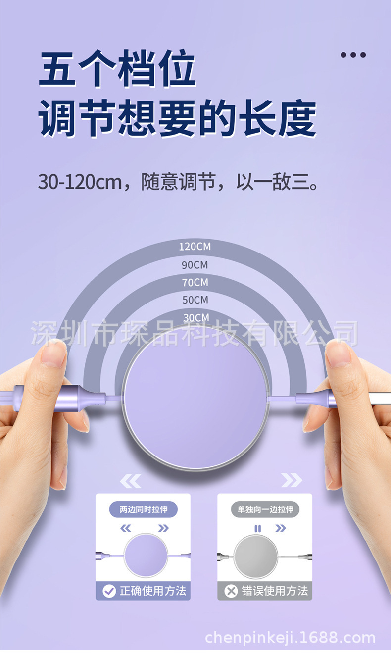 3 in 1 retractable super fast charging data cable 120w 6a in transparent ice clarity acrylic creative gift