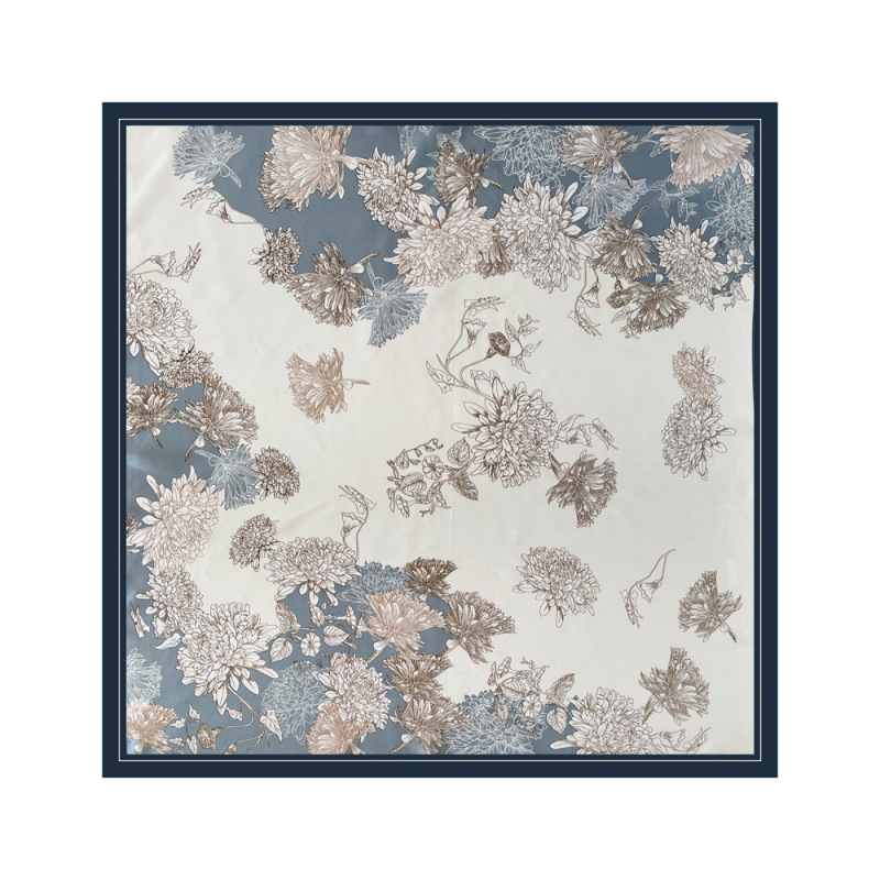Women's Large Square Silk Scarf 90x90cm Retro Style Print Headscarf Middle Eastern Satin Fashion Accessory_voghion.com