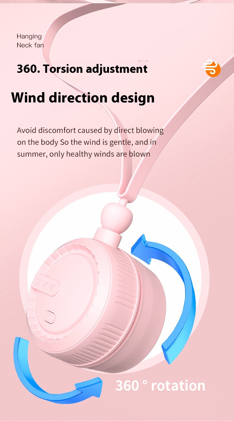 Portable Neck Fan Bladeless Usb Rechargeable Silent Cooling Fan_voghion.com
