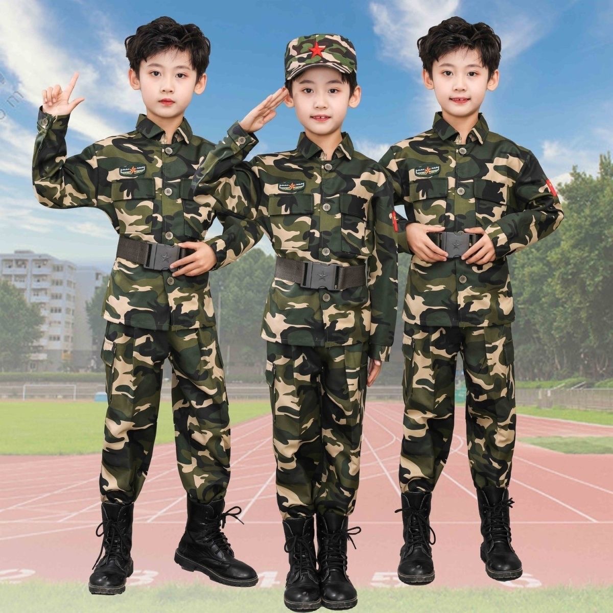 Children's camouflage uniforms for primary and middle school students, boys and girls, military training uniforms, kindergarten group performance outfits, spring and summer styles