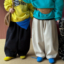 奶酪与喵男童裤子2025秋冬新款韩版加绒哈伦裤耐磨休闲运动百搭潮