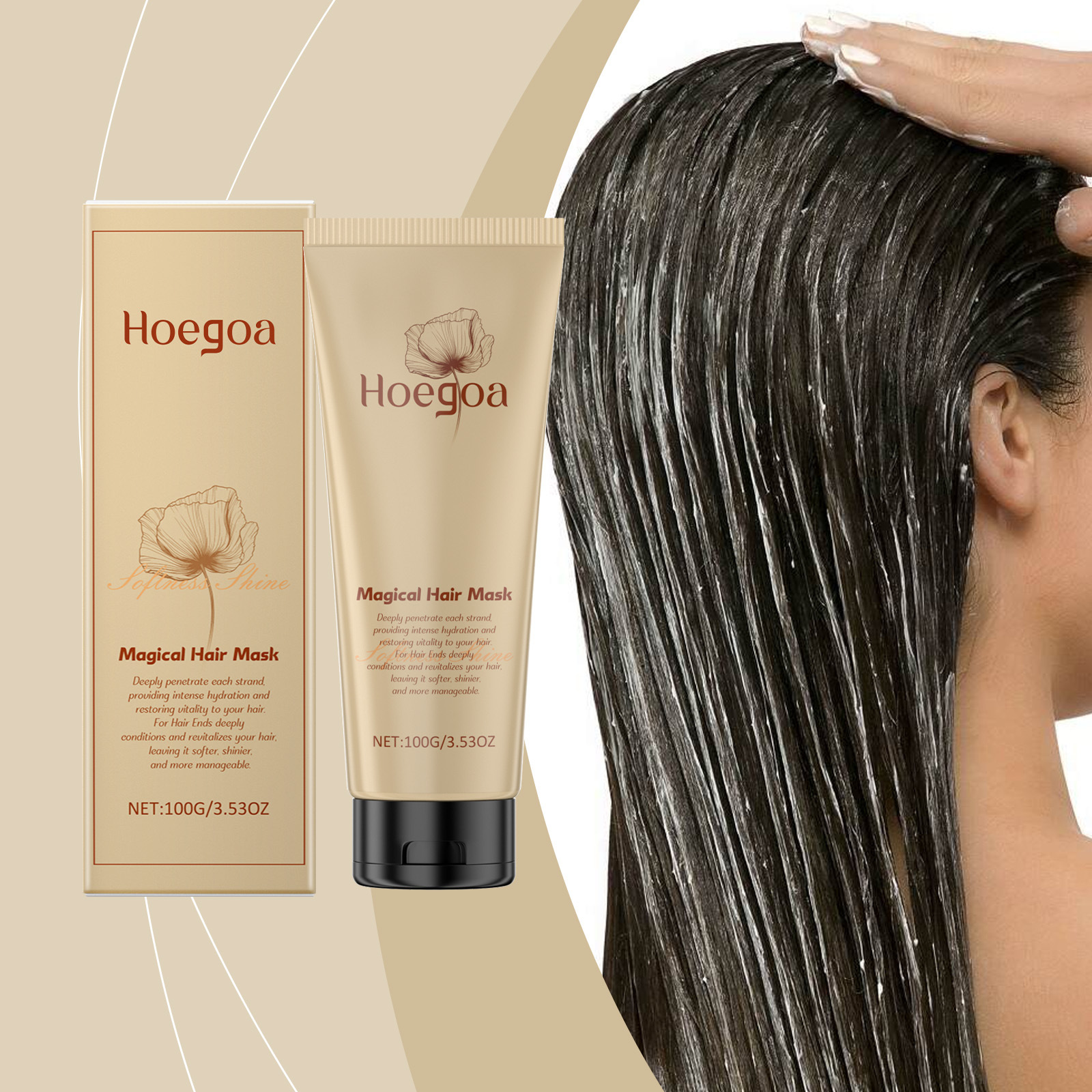 Hoegoa Moisturizing Hair Mask Hydrating Smooth Nourishing Hair Dry Frizzy Moisturizing Hair Care Lightweight Care Hair Mask