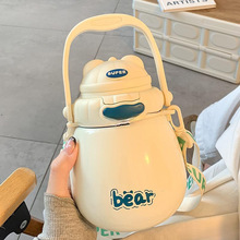 大肚杯保温杯女生大容量便携学生水壶高颜值不锈钢水杯子吸管