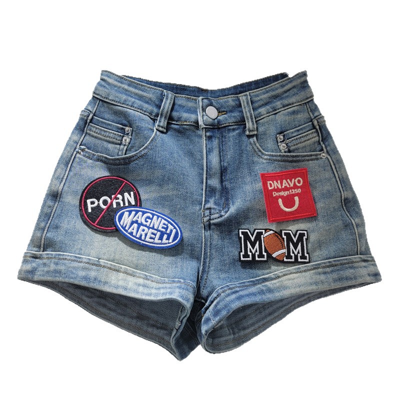 Pantalones Cortos Jeans con Parches para Mujer de Mezclilla Bordada image 5