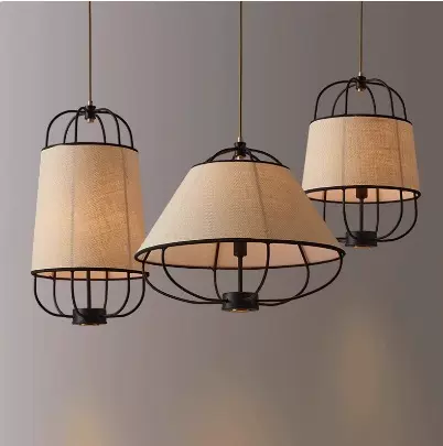 灯新中式茶室禅意吊灯包间民宿卧室床头灯前台餐厅吧台组合布艺灯