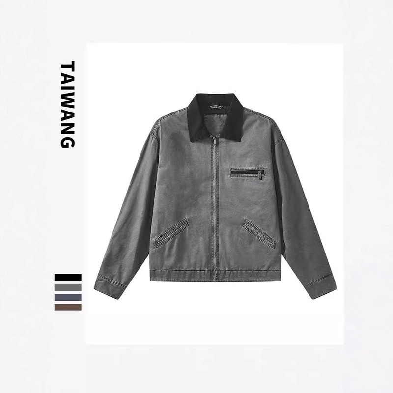 Men's Spring and Autumn American Vintage Detroit Jacket Carhart Workwear Spring and Autumn Men's Canvas Laps Washed Jacket for Men