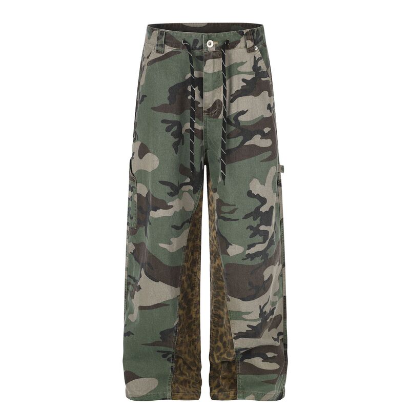 C981 High Street American Style Unisex Street Fashion Heavy-Duty Camouflage Patchwork Leopard Print Design Men's Loose Wide-Leg Casual Workwear C981 High Street American Style Unisex Street Fashion Heavy-Duty Camouflage Patchwork Leopard Print Design Men's Loose Wide-Leg Casual Workwear