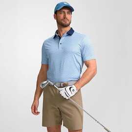 2026新款跨境男士印花短袖POLO 衫抗起球面料户外打球简约上衣