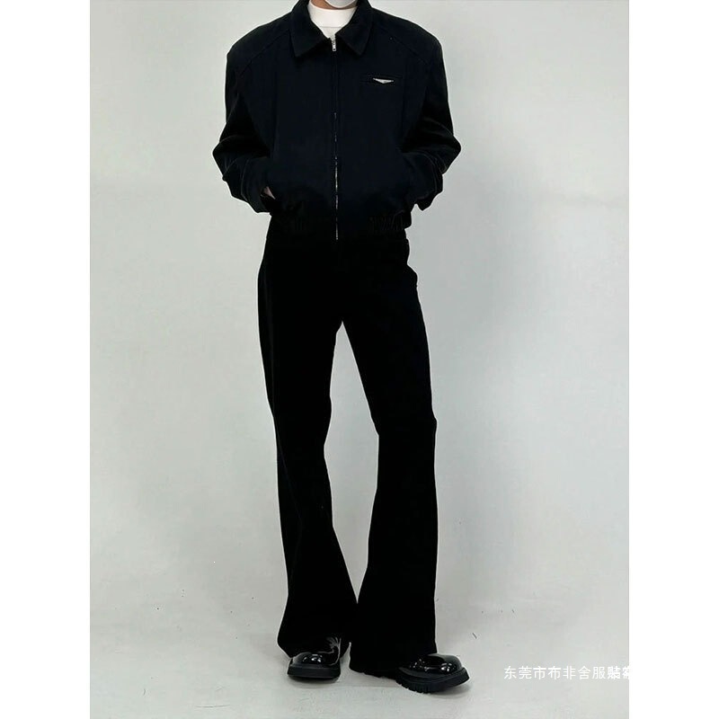 American-style 517 curved hem micro-flared pure black slim-fit, height-enhancing, stretchy, versatile men's jeans in stock American-style 517 curved hem micro-flared pure black slim-fit, height-enhancing, stretchy, versatile men's jeans in stock