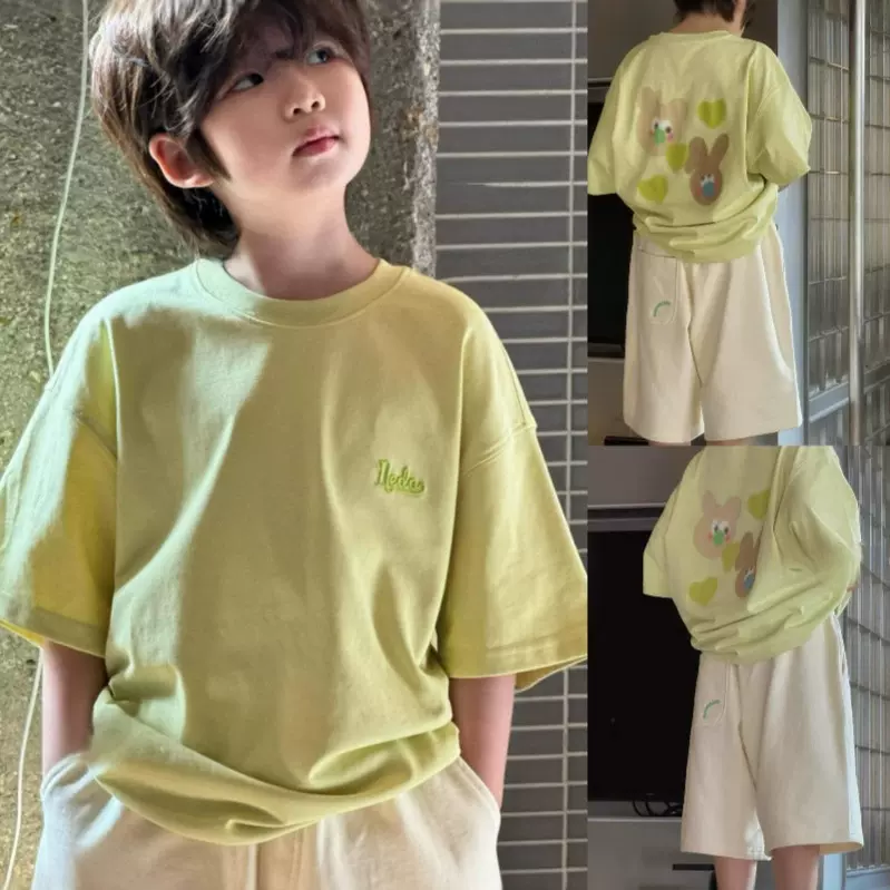 男童韩版印花圆领短袖T恤宝宝2025年夏季新款中大童百搭休闲上衣