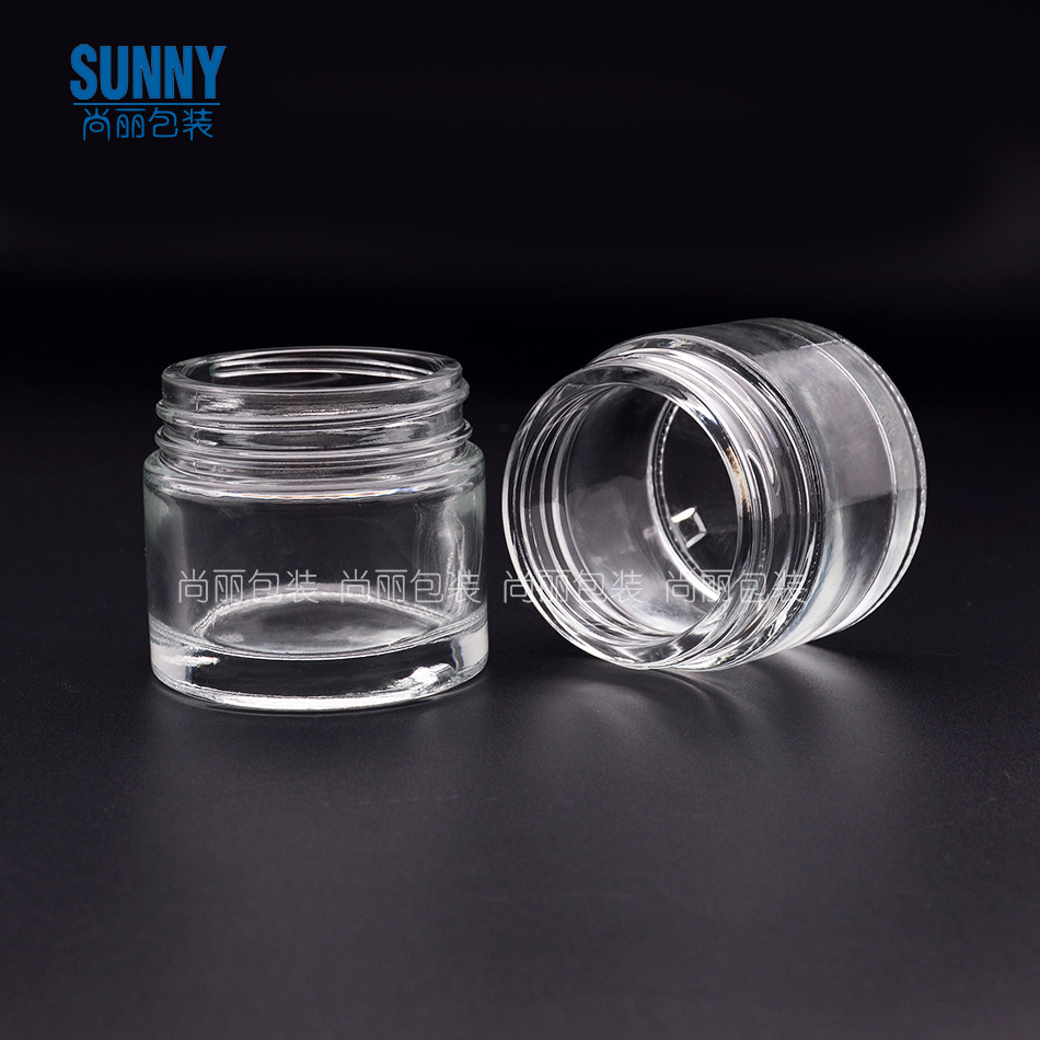 现货60ml 60g透明膏霜玻璃瓶罐 眼霜面霜面膜分装瓶 护肤品包装用