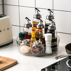 Amazon Kitchen Spice Bottle Storage Shelf 360-degree Desktop Transparent Rotating Trays Cosmetic Organizers