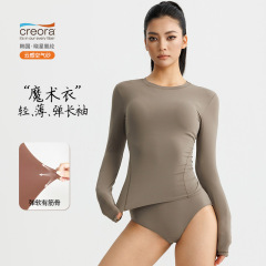2025 春夏新作ヨガウェア女性用 Xiaoxing スパンデックス軽量弾性 SKIMS マジックウェアスポーツ長袖ブルーベリーウェア