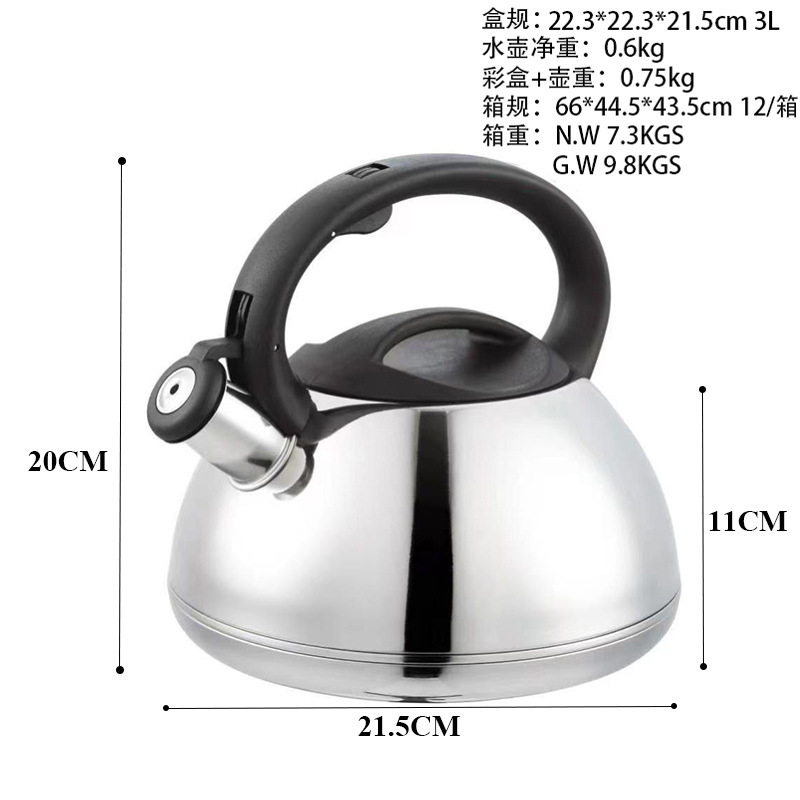 Hervidor Silbante de Acero Inoxidable 201 con Silbato para Cocina y Camping