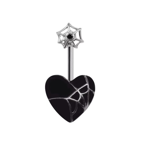 Cross-border red spider web pendant zinc alloy belly button ring heart-shaped upper and lower navel ornaments navel nail piercing jewelry manufacturer